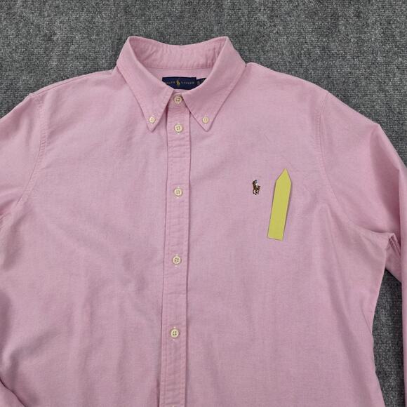 Ralph Lauren Polo Shirt Mens XL Slim Fit Pink Button Down Long Sleeve Oxford - Picture 14 of 16